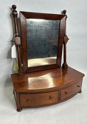 Early Mahogany Shaving Stand w/ mirror. Has a minor crack on top left at post but overall is a 