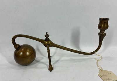 Early brass Ship's Candle Holder. Very neat and unique candle holder, ball end is fairly heavy. 