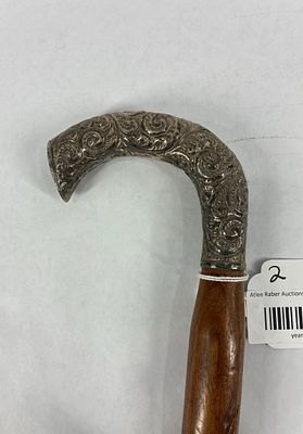 Early Victorian Silver Cane/Walking Stick. Marked 925 on handle. 31in long.