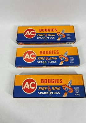 New Old Stock AC Spark plugs in original boxes. Lot includes 3 cases of new old stock spark 
