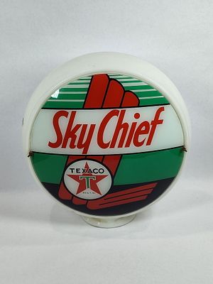 Texaco Sky Chief lense in wide body milk glass globe. Single lense in milk glass globe, globe is 