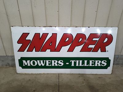 SST Snapper Mowers-Tillers sign. 1-sided painted metal sign with original wood frame backer. 