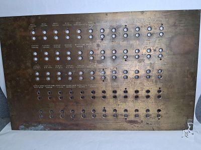 Solid Brass/Bronze Library Switch Panel. Heavy brass/bronze panel with numerous holes for 