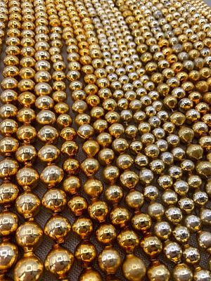 5 Antique Gold Mercury Glass Bead Feather Tree Garland Christmas Decoration Strands. 6mm to 13mm 