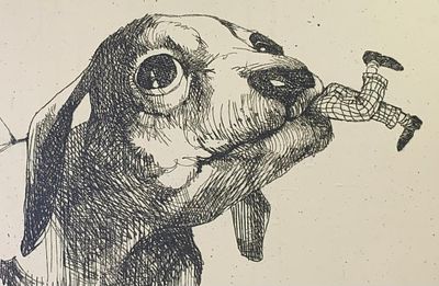 1972 Charles Bragg Man's Best Friend Quirky Vintage Dog Lithograph Artwork. Printed in USA at 