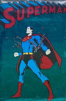 1970s Metallic Mirrored National Periodical Publications Superman Superhero Poster. 30" x 20" 