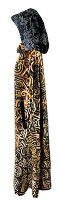 1960s Custom Made Abstract Geometric Full Length Mid Century Modern Hooded Velvet Evening Cape. F 