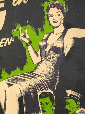 1954 Espionaje en Shanghai Theatre Lobby Advertising Movie Poster. 16 3/4" x 12 1/2", paper 