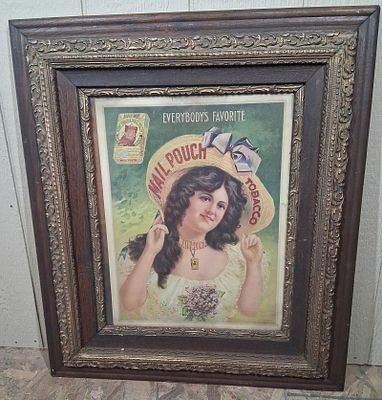 Mail Pouch Tobacco Advertising Lithograph. Awesome framed litho Copyright 1906 by Bloch Bros 