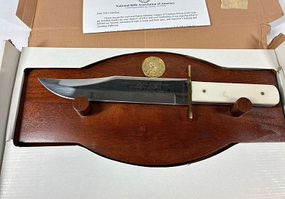 NRA Limited Collector Edition Legacy of Freedom Bowie Knife w/ Wall Mount and Seal. .