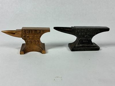 Erie Pa & Iron Works Mini Anvils. Both table top or jewelers anvils are in good condition with 