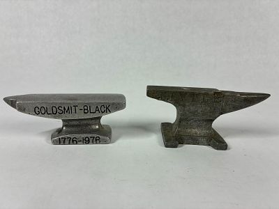 Pair of Aluminium Mini Anvils. The house of Service Goldsmith-Black and RH Lytle. 4 inches long