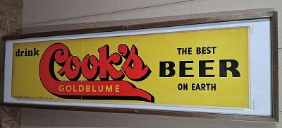 Cooks Goldblume Beer Cardstock Framed Sign. Awesome color, 42x11