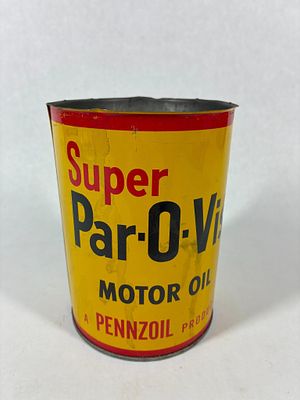 Rare Pennzoil Par-O-Vis Oil One Quart Can. No top, but overall good condition.