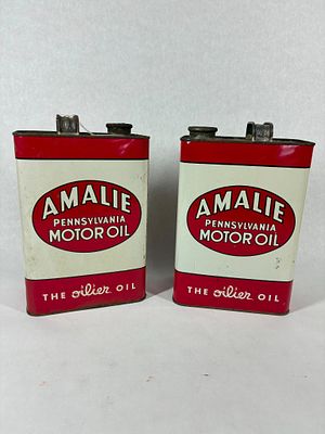 Amalie Motor Oil Cans. Two one gallon cans. Both in clean condition but missing lods.