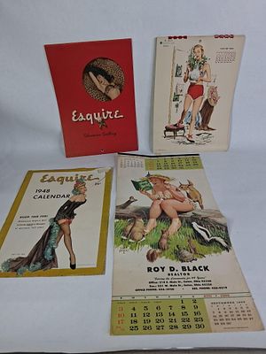 1947/1948 Esquire Girl Pinup Calendars. This great novelty calendar lot shows great early 