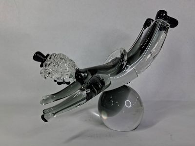 V. Nason & Co. Murano Italy Clear and Smoked Glass Acrobat Clown Figural Sculpture Art. Good 