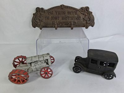 Fordson Tractor, Cast Iron Ford Model T Model & Cast Iron Novelty Wall Hanging Coat Rack. This 