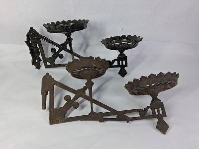 East lake Style Victorian Double Wall Bracket Oil Lamp Holders. Lot of two. One is missing wall 