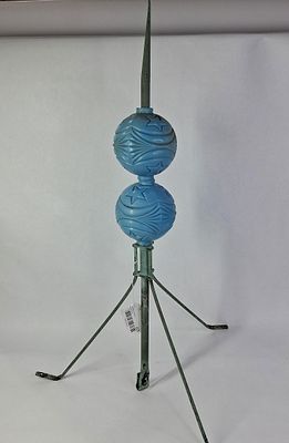 Glass Star Lighting Balls & Rod. Glass, with star and draped pattern. 29.5 inches tall