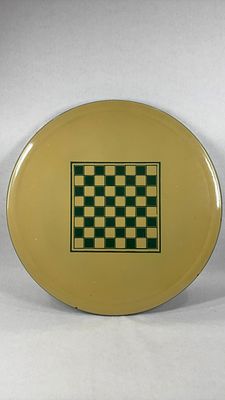 Great Early Enamel / Porcelain Green and Beige Checkerboard Table Top. Great overall condition 