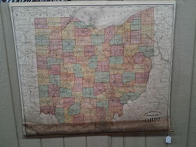 1898-1900 CR Vinyl Rand McNally & Co. Sectional Map of Ohio on Wooden Reel. Great early 