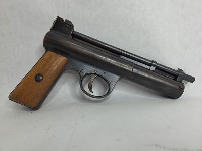1920's Welby & Scott Mark I Air Pistol .177, sn 425X British Pump Action in Hard Case. good 