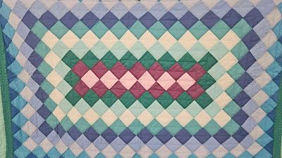 Hand Stitched Amish Made Childs Diamond Pattern Quilt. Great clean overall condition forty by 