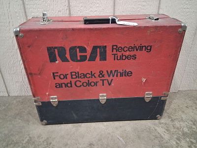 RCA Receiving TV Tubes. Storage carrying case with several NOS tubes inside. 22x8x17