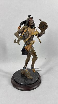 Spirit of the Blackbird. Native american bronze painted sculpture. By artist RF Murphy. 