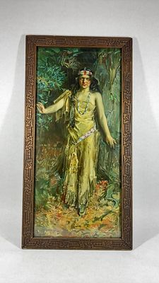 Howard Chandler Christy Pocahontas Print. Litho print by American Art Works. 31x15.5. Copyright 1908