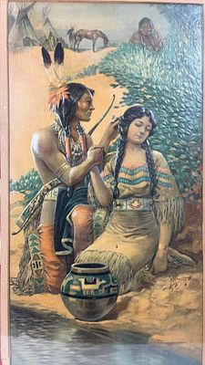 Western Windmill Co Embossed Native American Litho. Once featured a 1923 calendar, since been 