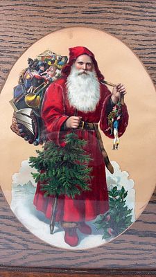 Old Saint Nicholas Die Cut Litho. 3-D like image with vibrant color, lots of detail, textured 