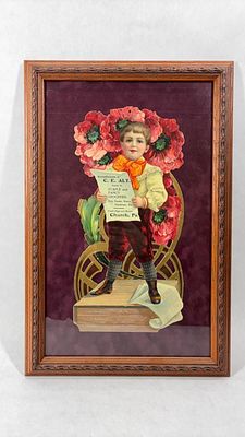 Staple & Fancy Groceries 20th Century Advertising Litho. Church, Pa. die cut cardboard ad. small 