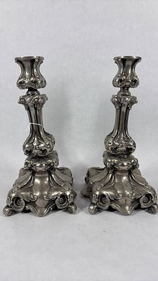 Phoenix Head Candlesticks. Each candlestick is 4 sided with phoenix heads on all corners. Very 