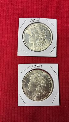 1921 UNC Morgan Silver Dollars. 2 uncirculated coins