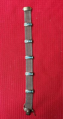 Modern Sterling & Natural Blue Topaz Mesh Bracelet. .925,weighing 22.5 grams. 7 inches long.