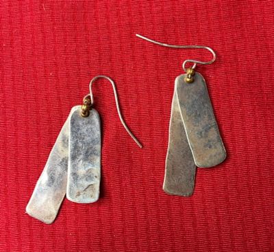 RLM Studio Hammered Design Drop Dangle Sterling Earrings. .925. 6 grams.