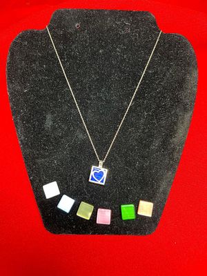 Sterling Interchangeable Stone Pendant Necklace. A stunning sterling openwork frame with heart 