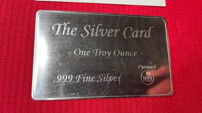 One Troy Oz Silver Card. .999 fine silver. With Certificate of Authenticity.