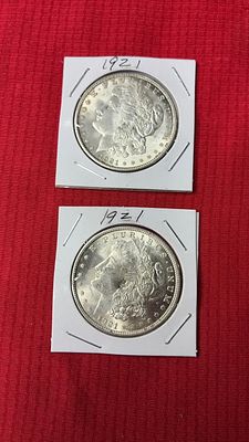 1921 UNC Morgan Silver Dollars. 2 Uncirculated coins