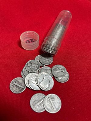 50 Mercury Dimes. .