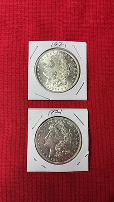 1921 UNC Morgan Silver Dollars. 2 uncirculated coins