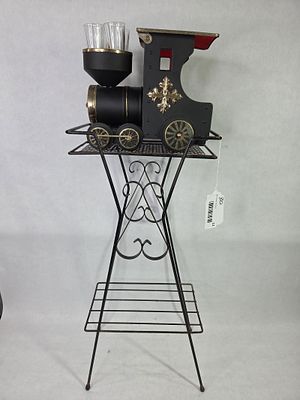 Mid Century Musical Train Engine 1880 Iron Horse Shot Glass Caddy Playing How Dry I Am. This 