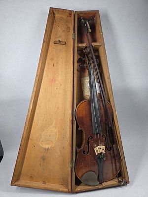 Antonius Stradivarius Cremonensis Faciebat Anno 1741 Violin in Wood Case. Original label to the 