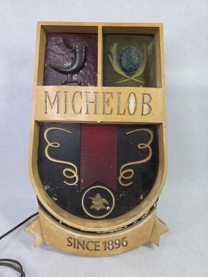 Anheuser Busch Michelob Since 1896 Illuminated Breweriana Sign. Showing discoloration due to age 