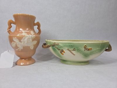 Weller and Occupied Japan Pottery Vase and Oblong Dish Lot of 2. Good overall condition with no 