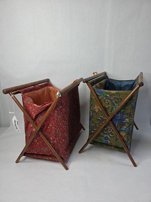 2 1950th Henry Seligman new York folding knitting/sewing baskets. Beautiful floral vtg henry 