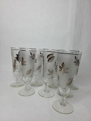1960th Libby silver foliage pilsner glasses. Set of 8 no chips or cracks