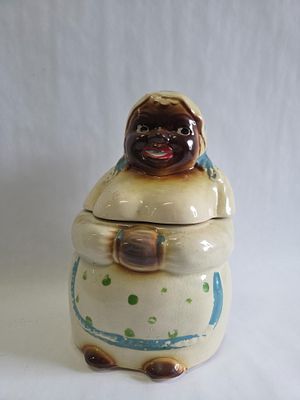 1940th black americana mammy cookie jar. Good vintage conditions , no chips or cracks paint loss 